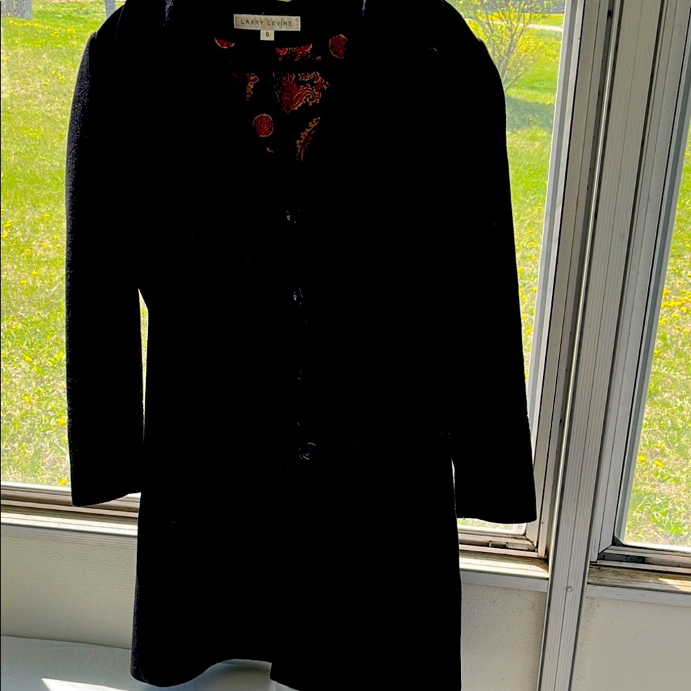 Larry Levine Black Coat with Paisley Lining
